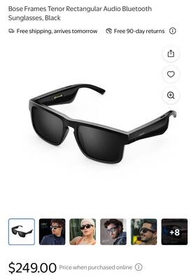Bose 851338-0110 Frames Tenor Rectangular Audio Bluetoothsunglasses Black