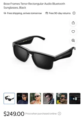 851338-0110 Bose Frames Tenor Rectangular Audio Bluetoothsunglasses Black 851338-0110 Bose Frames Tenor Rectangular Audio Bluetoothsunglasses Black
