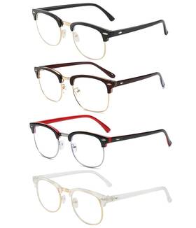 Ruijingen 754449954782 Computer Gaming Blue Light Blocking Glasses Half Frame Retro Semi Rimless Cle