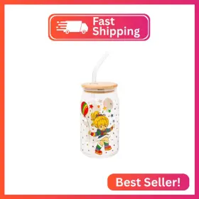 Rwb802qp Silver Buffalo Rainbow Brite Balloon Glass Tumbler With Bamboo Lid And Str