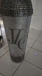 Silver Rhinestone Bling Glass Tumbler Drinking W/ Lid 16 Oz Modern New. Price: $100.00.