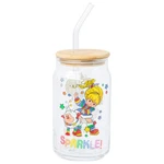 Glass Jar Tumbler 16OZ Rainbow Brite Twink Bamboo Lid Straw Silver Buffalo Stars New. Price: $35.99.