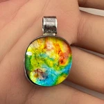 Vintage 925 Sterling Silver Brite Rainbow Dichroic Glass Slider Pendant (8.4G) Pre-owned. Price: $58.99.