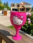 Hello Kitty 40OZ Pink Glass Goblet Glitter Bow Hearts Sanrio Silver Buffalo 2023 Used. Price: $8.00.