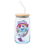 Glass Jar Tumbler 16OZ Hello Kitty Friends Floating Car Bamboo Lid Straw Silver New. Price: $28.99.