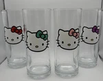 Sanrio Hello Kitty 10OZ Glass Tumbler Set Of 4 Multicolor Bow Silver Buffalo Used. Price: $29.99.